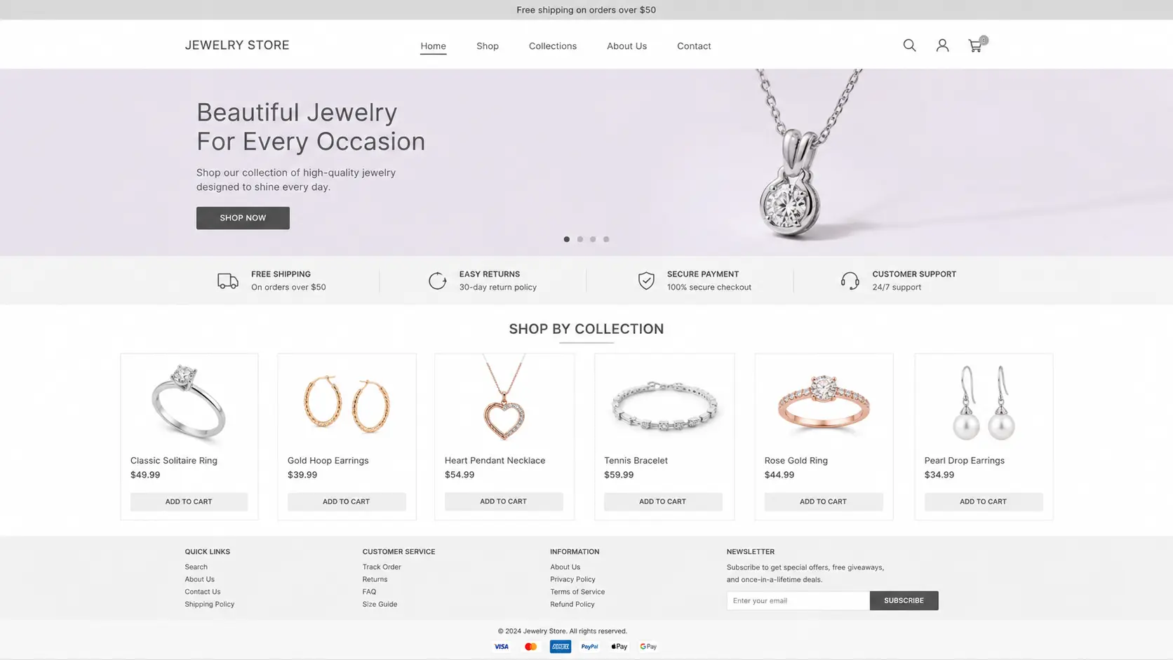 Ancienne boutique e-commerce générique sur Shopify d’EverHōld — avant refonte