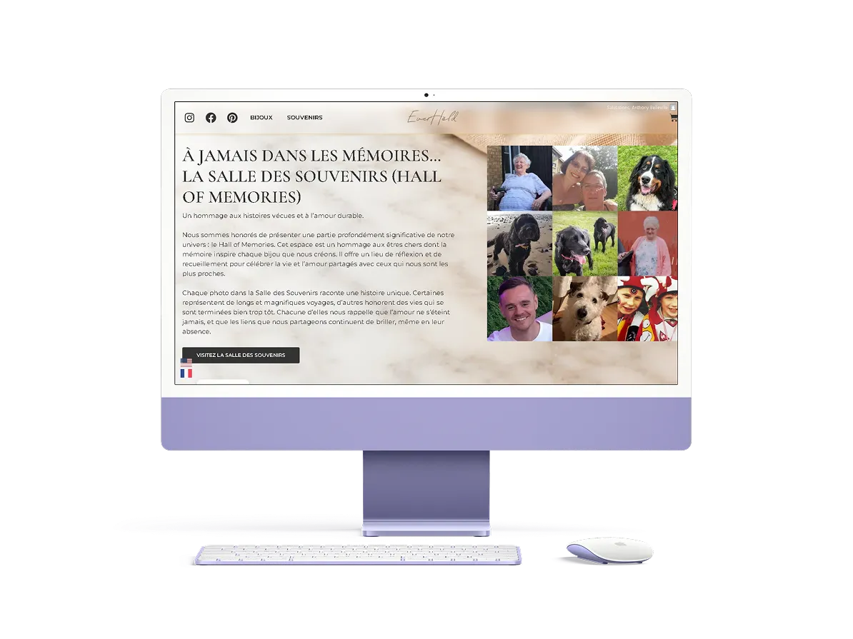 Aperçu de la page d’accueil sur ordinateur